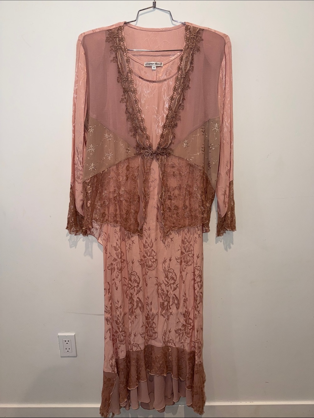 Vintage Spencer Alexis Dress and Jacket Set Pink Satin Women’s Size 10
